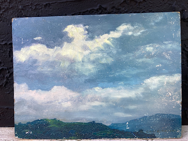Carl G. T. Olson original painting on board landscape thru trees  #137