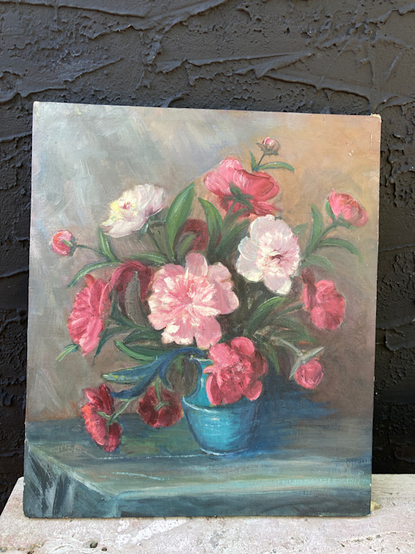 Carl G. T. Olson original painting on canvas still life with flowers  #143