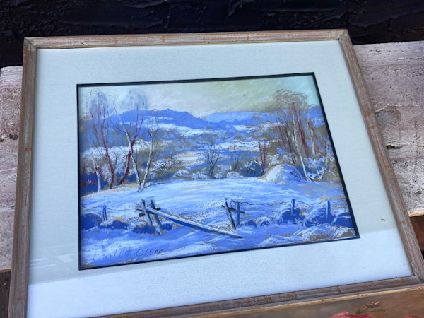 Carl G. T. Olson original painting framed winter scene  #144