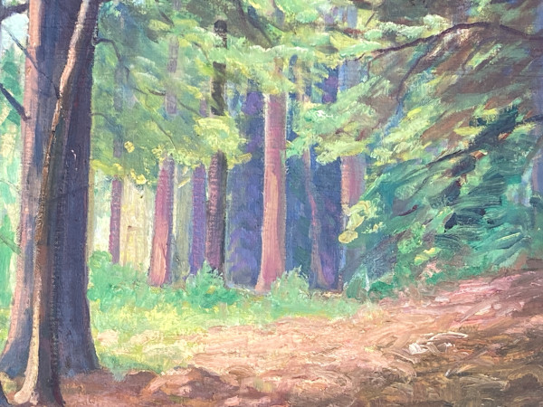 Carl G. T. Olson original painting on canvas forest scene  #153