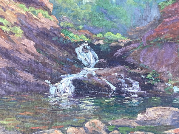 Carl G. T. Olson original painting on canvas landscape with waterfall  #152