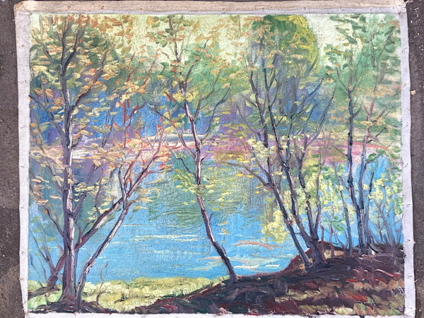 Carl G. T. Olson original painting on canvas spring scene  #150