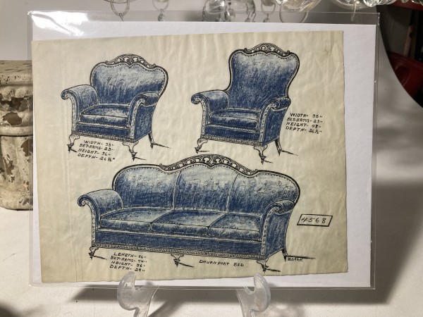 1920's colored sofa graphic drawing - 4789 1/2
