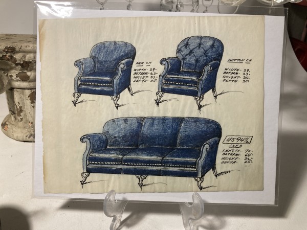 1920's colored sofa graphic drawing - 4594 1/2