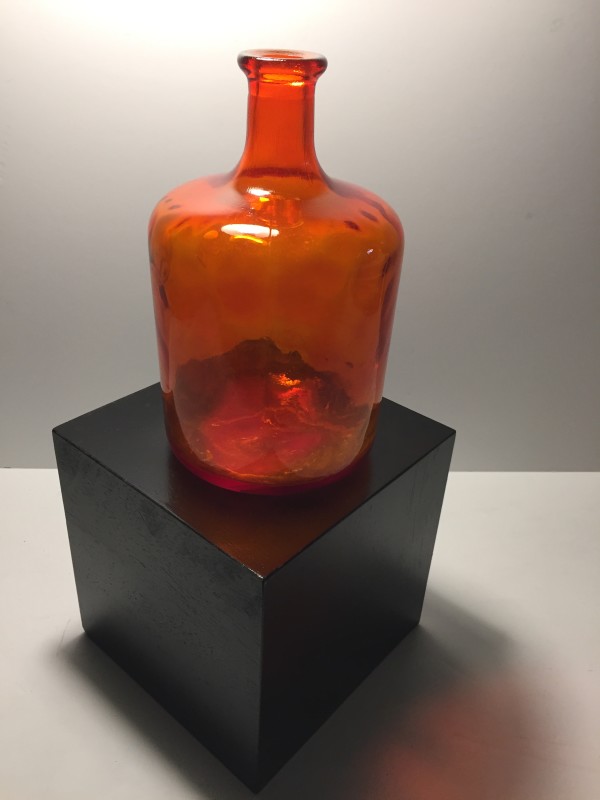 Blenko style orange bottle shaped vase