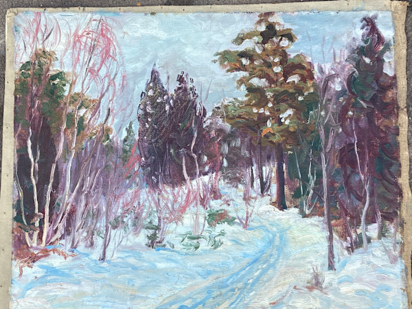 Carl G. T. Olson original painting on canvas winter scene  #161