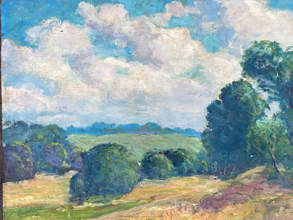 Carl G. T. Olson original painting on board landscape with clouds #159
