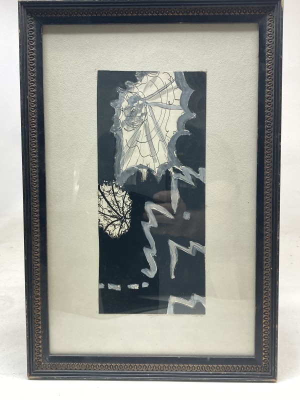 Original framed pen and ink abstract drawing
