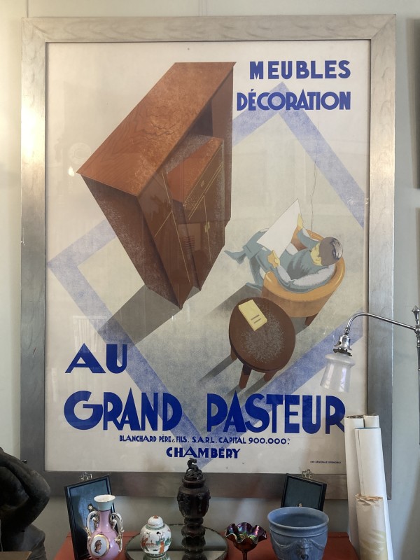 Framed large vintage poster Au Grand Pasteur