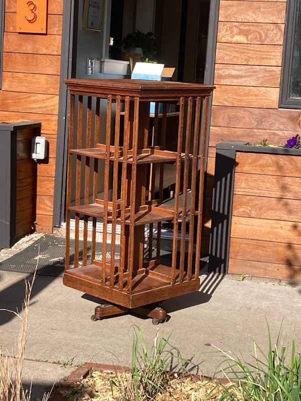 Danner rotating oak bookcase