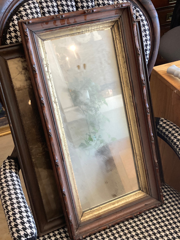 Victorian walnut carved mirror