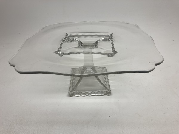 Early clear glass cake plate
