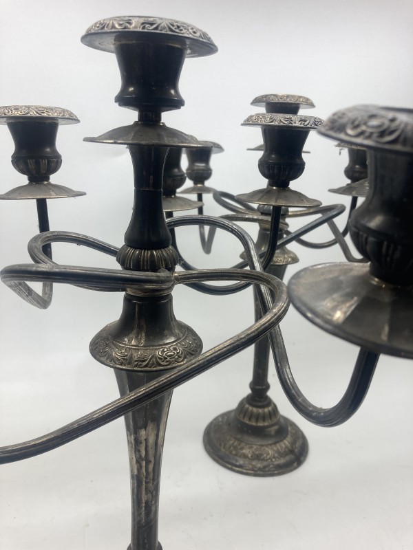 Pair of silver-plate candelabras