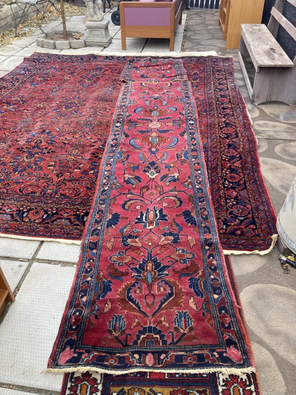Antique hand tied wool repaired Persian runner
