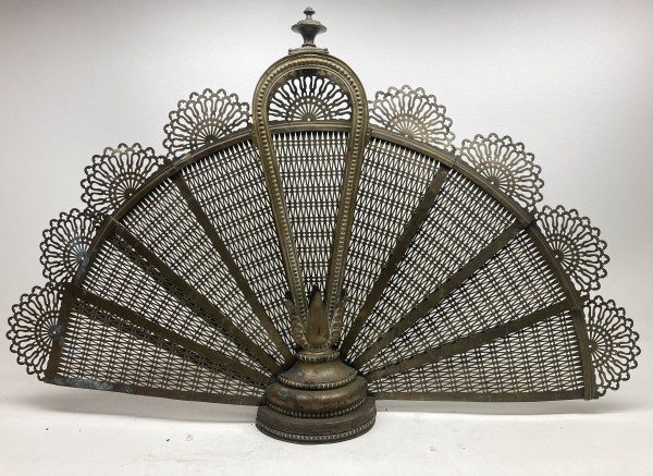 ornate solid brass peacock articulated fireplace screen