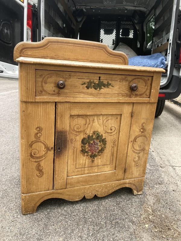 Hand painted Victorian folk commode