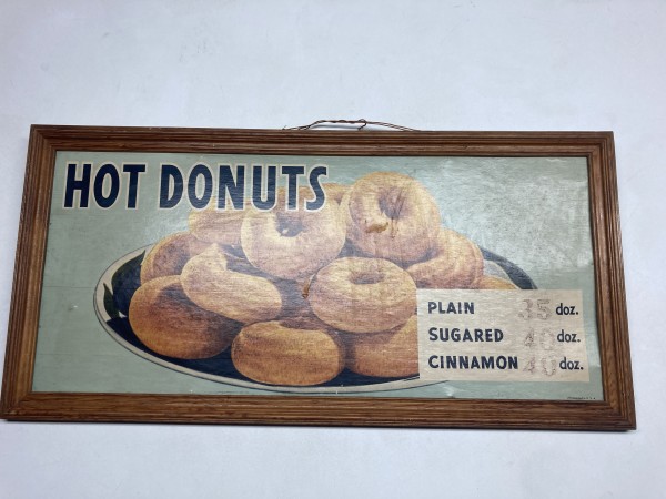 Framed vintage donut advertisement