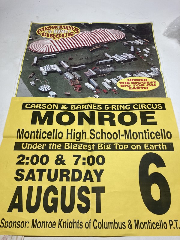 Photo of circus and Yellow Monroe date sheet