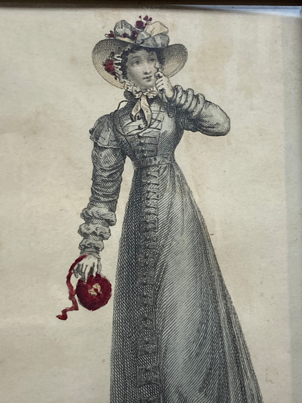 Hand painted turn of the century fashion print