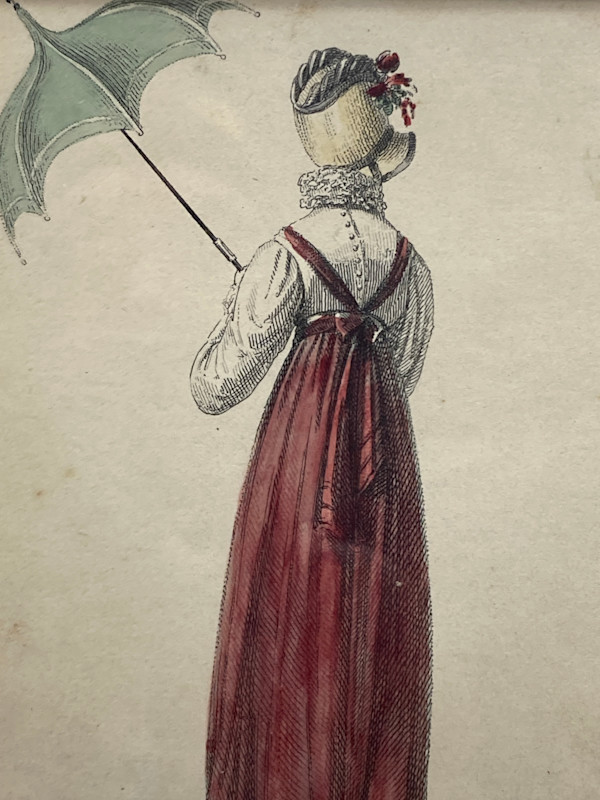 Hand painted turn of the century fashion print