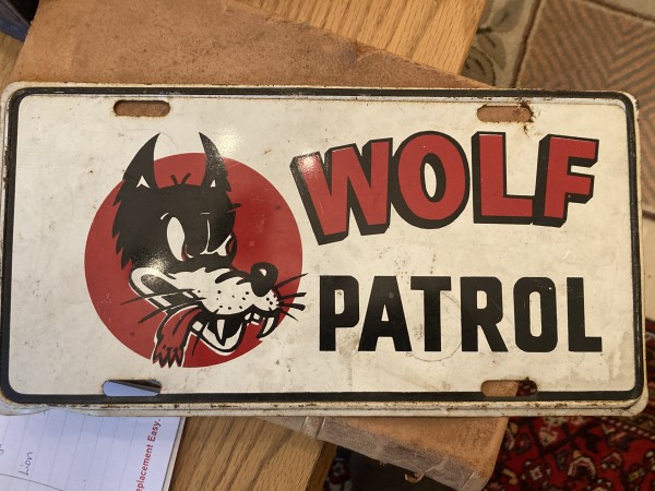 Wolf Patrol vintage license plate