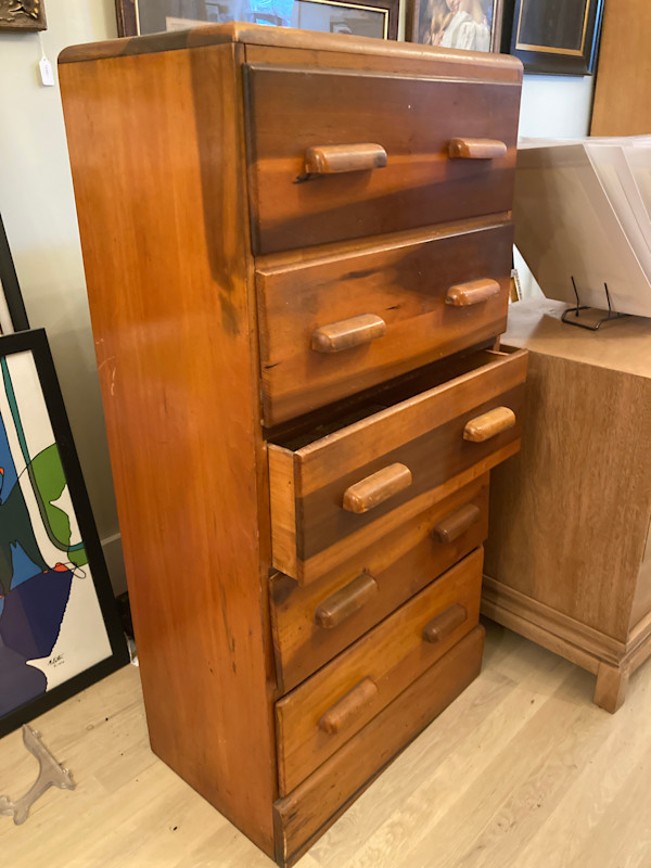 Narrow 5 drawer pine dresser