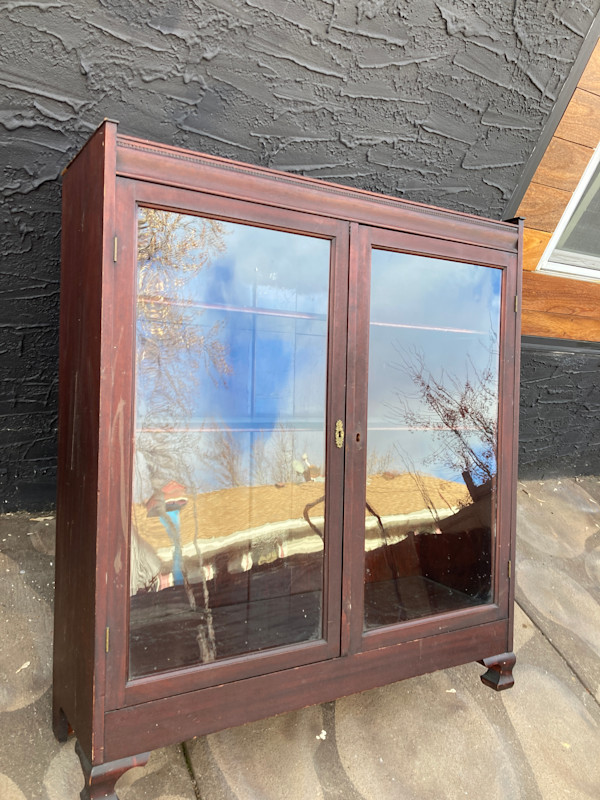 Mahogany double door bookcase
