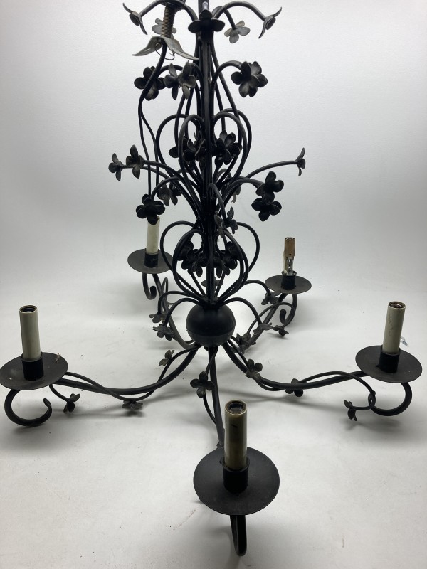 black wrought iron floral chandelier