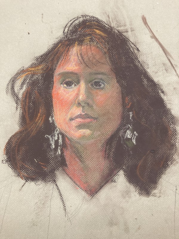 Pastel of young girl with brown hair