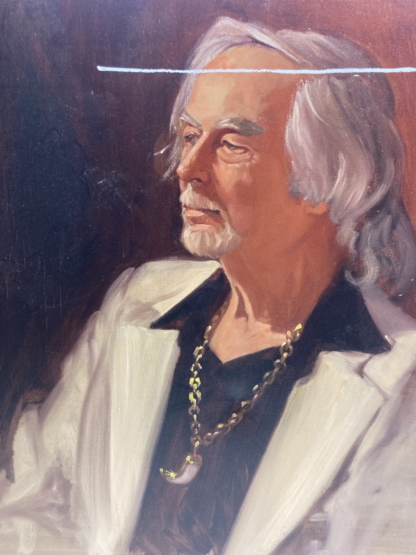 Portrait of man with white hair