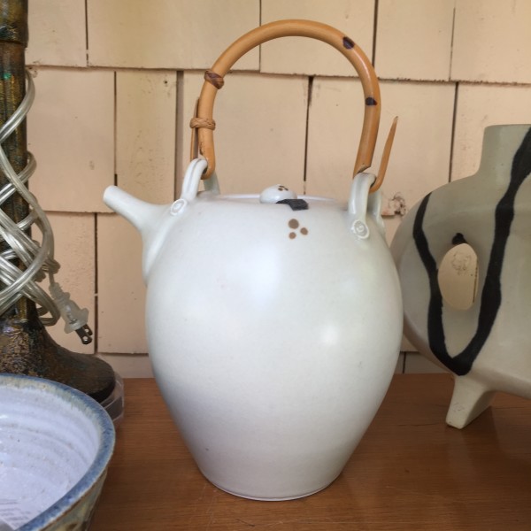 hand made white pottery tea pot