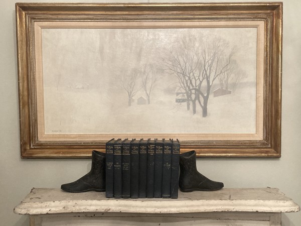 framed Don Koestner winter farm painting