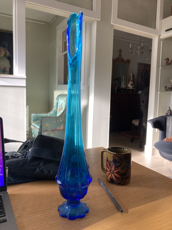 LE Smith tall blue finger vase