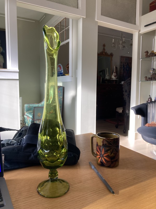 LE Smith tall green finger vase