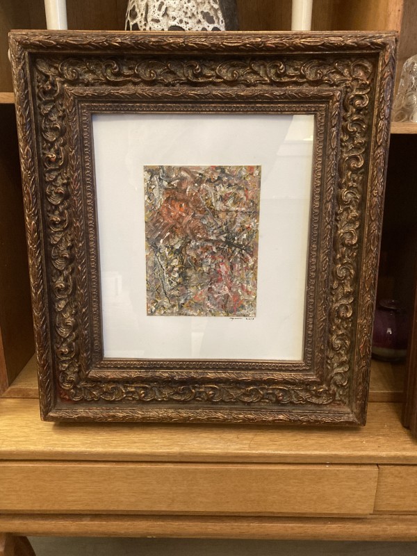 Framed Abstract impasto painting on paper