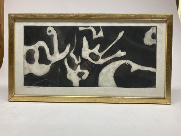 framed original woodblock by James Quentin Young "Floating Free"