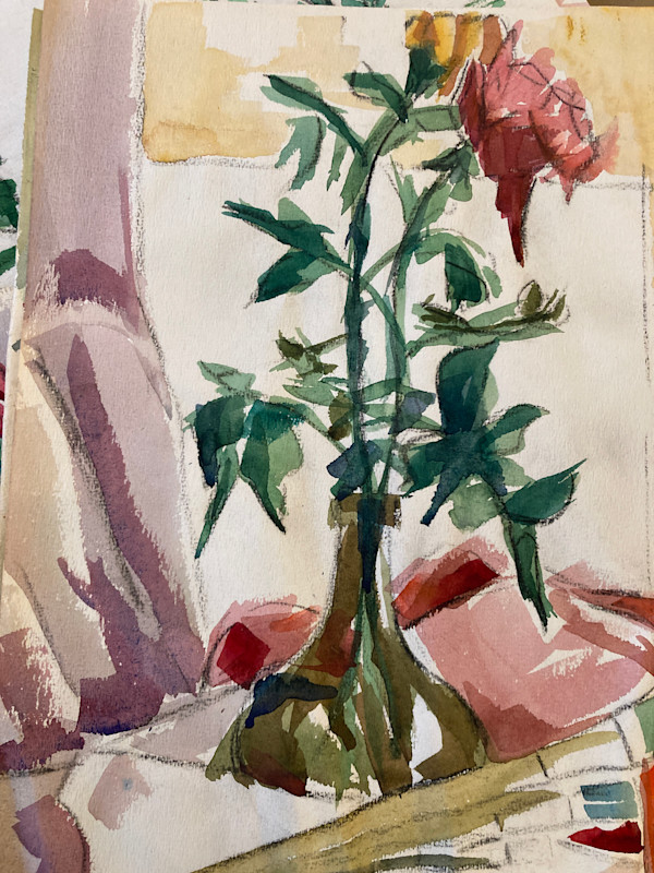unframed still life watercolor by Connie Goldman