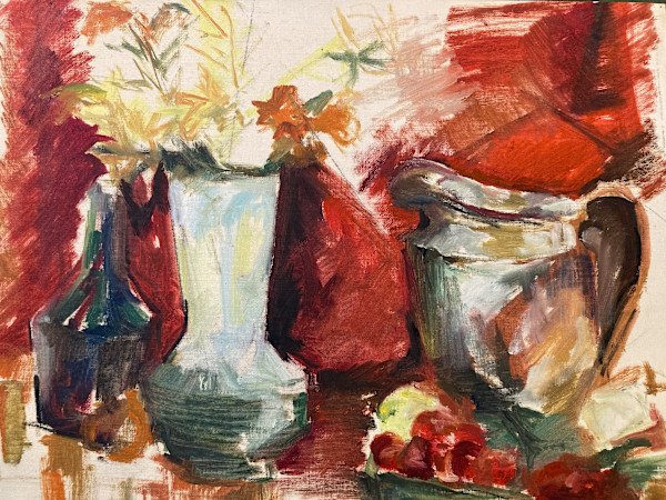 unframed still life acrylic on paper by Connie Goldman