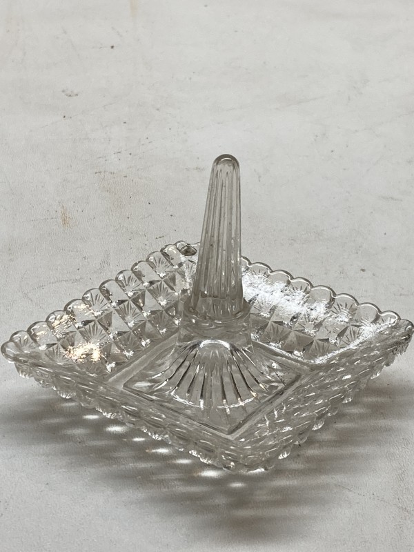vintage pressed glass ring dish