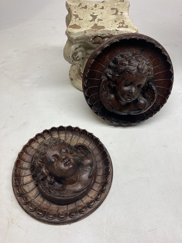 Victorian carved face plaques