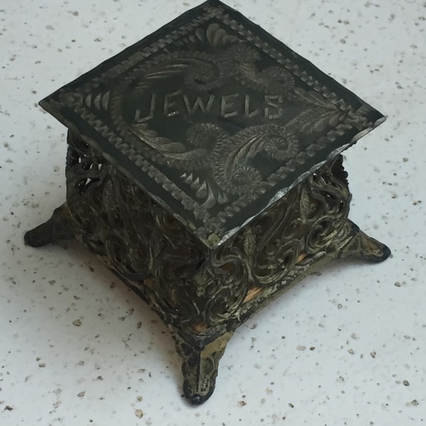 Victorian metal jewelry box