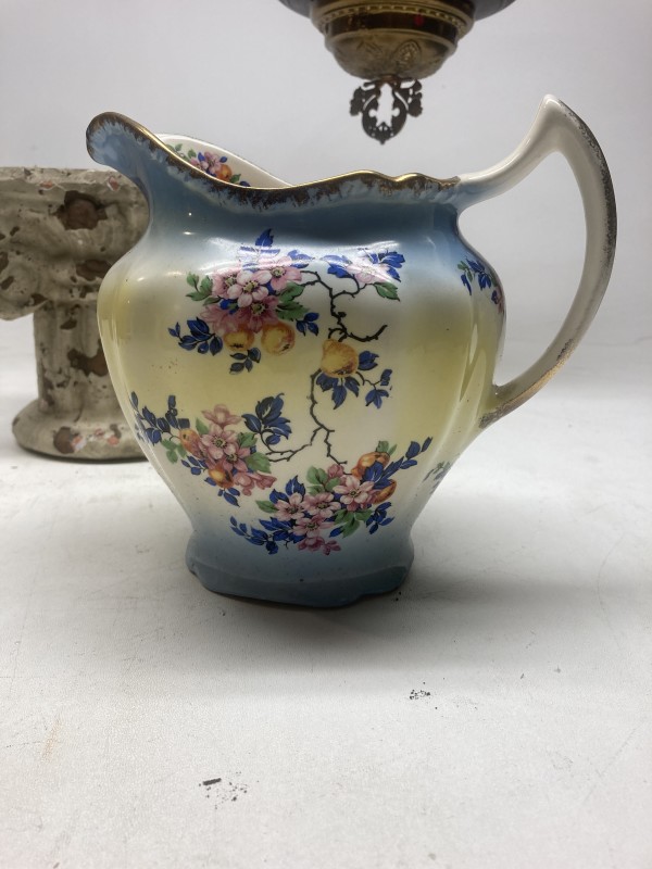 Floral pottery water pitcher