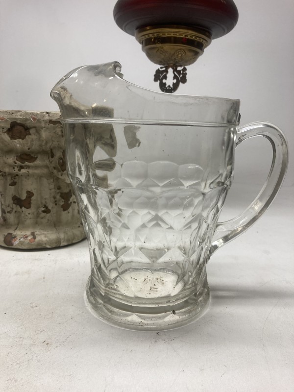 Clear glass water pitcher