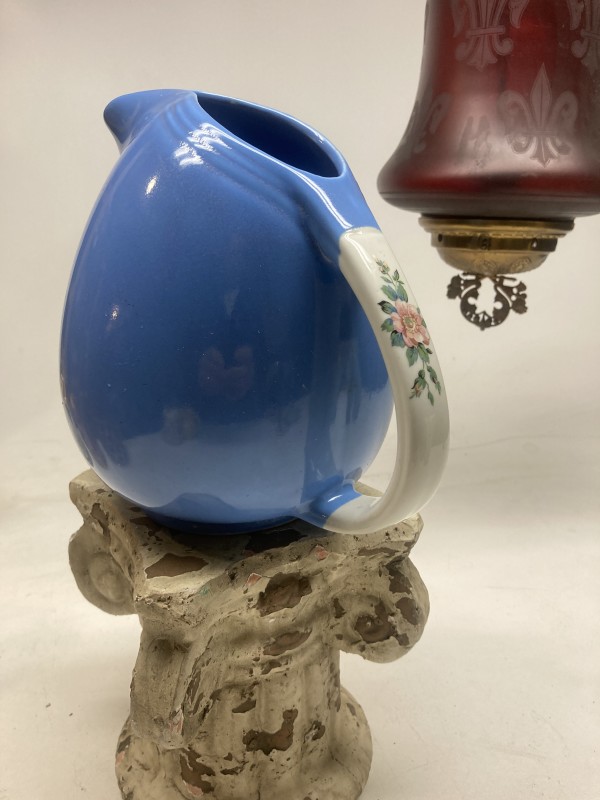 blue and white pottery pitcher