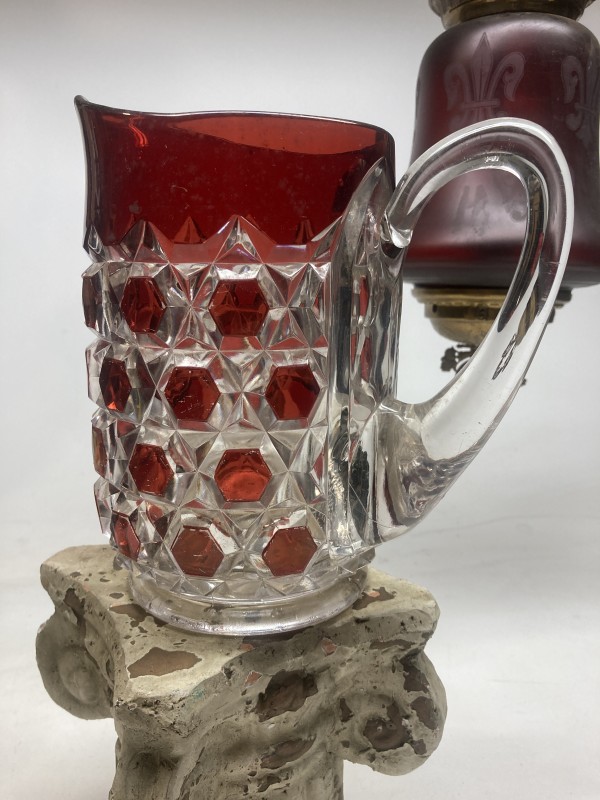 clear ruby cut to clear water pitcher