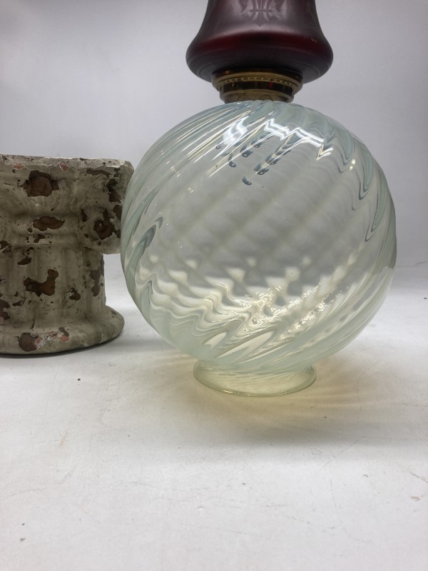 Victorian art glass swirl light fixture globe