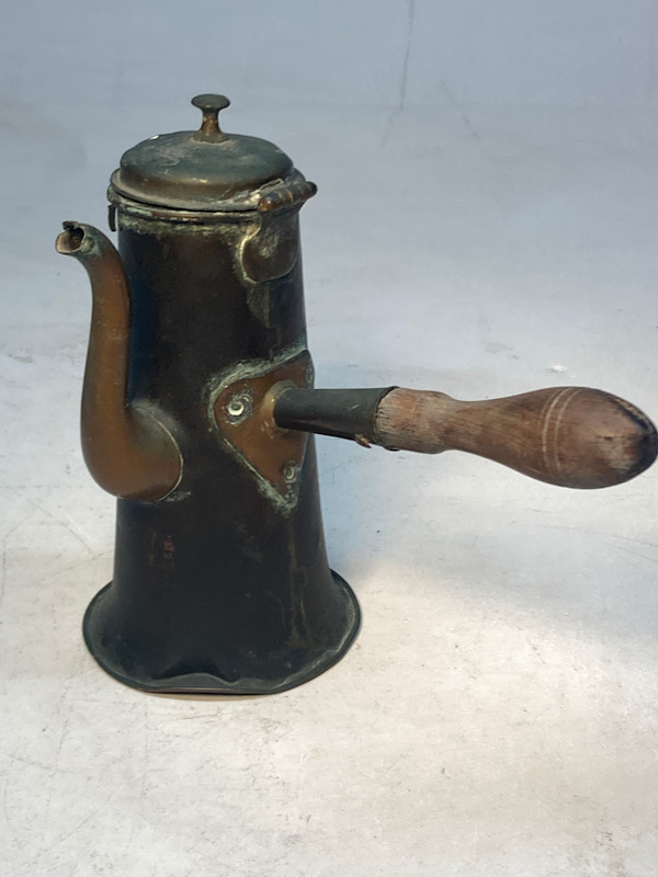 vintage copper teapot with side handle