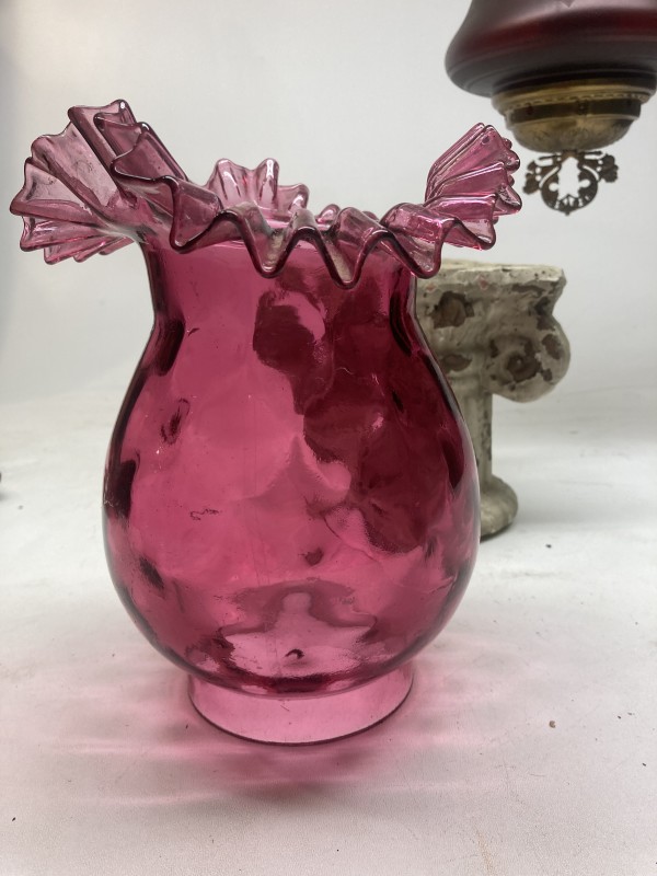 Cranberry glass ruffle shade