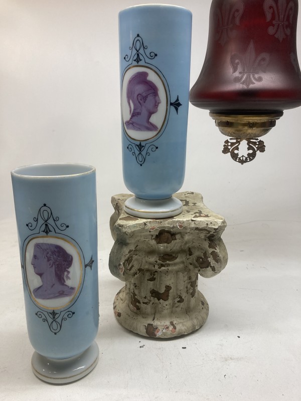 Pair of classical Bristol glass vases