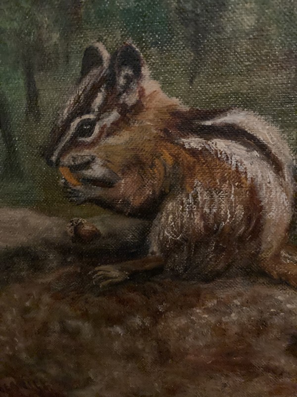 Framed original painting of chipmunk